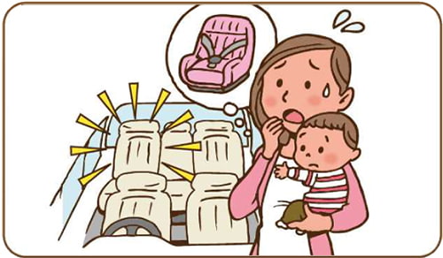 お買物途中に車上あらしにあい、チャイルドシートが盗まれてしまった!