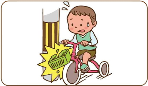 三輪車をぶつけてしまい、かごが壊れてしまった！