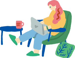 女性が椅子に座っているイラスト