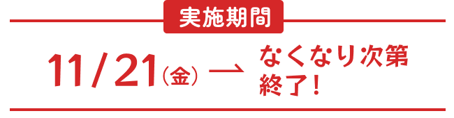 11/21（金） なくなり次第終了！
