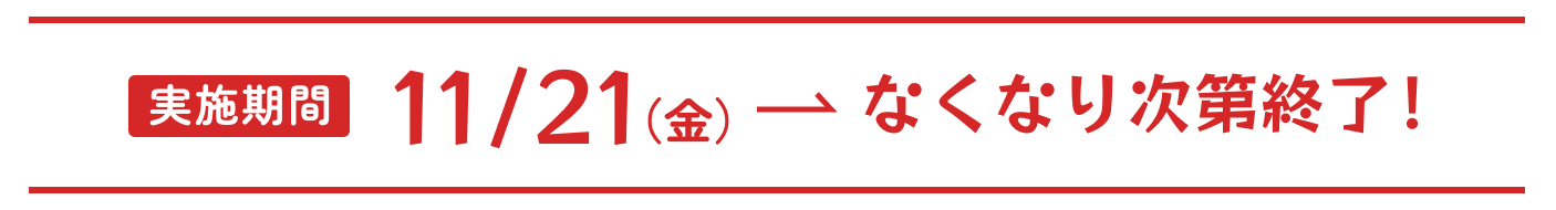 11/21（金） なくなり次第終了！