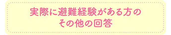 実際に避難経験がある方のその他の回答