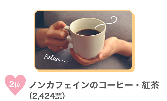 2位 ノンカフェインのコーヒー・紅茶（2,424票）