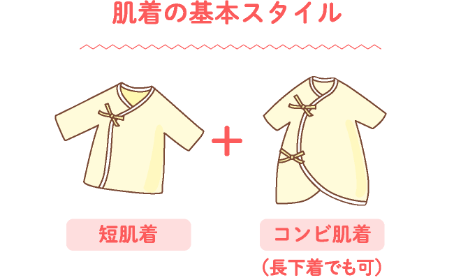 肌着の基本スタイル 短肌着+コンビ肌着（長下着でも可）