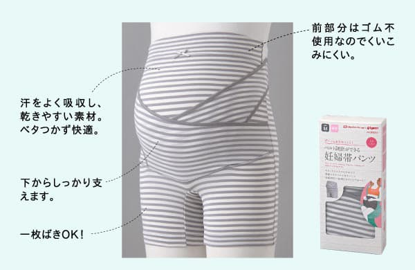 前部分はゴム不使用なのでくいこみにくい。汗をよく吸収し、乾きやすい素材。ベタつかず快適。下からしっかり支えます。一枚ばきOK!